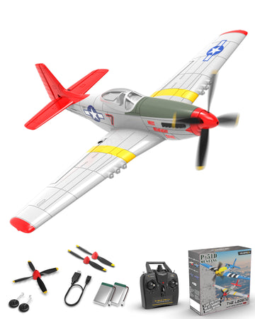 VOLANTEXRC Mustang P51 Easy Fly Warbird Remote Control Airplane for Beginners Xpilot Gyro Stabilizer （Red）