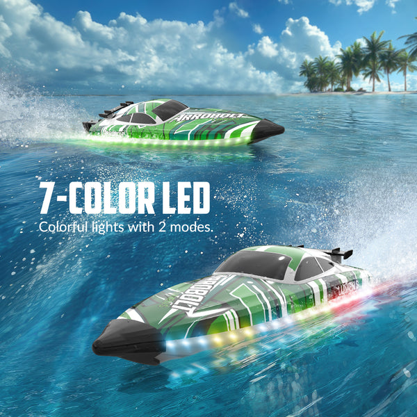 VOLANTEXRC Arrobolt Lumen S Brushless 35+MPH Fast RC Boat for Lakes Green
