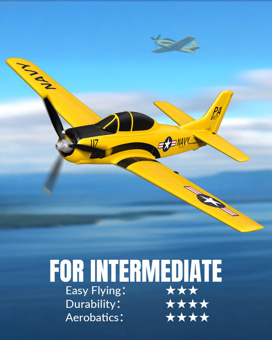 VOLANTEXRC T28 Trojan 4ch RC Trainer Airplane for Beginners with Xpilot Stabilization System （Yellow）