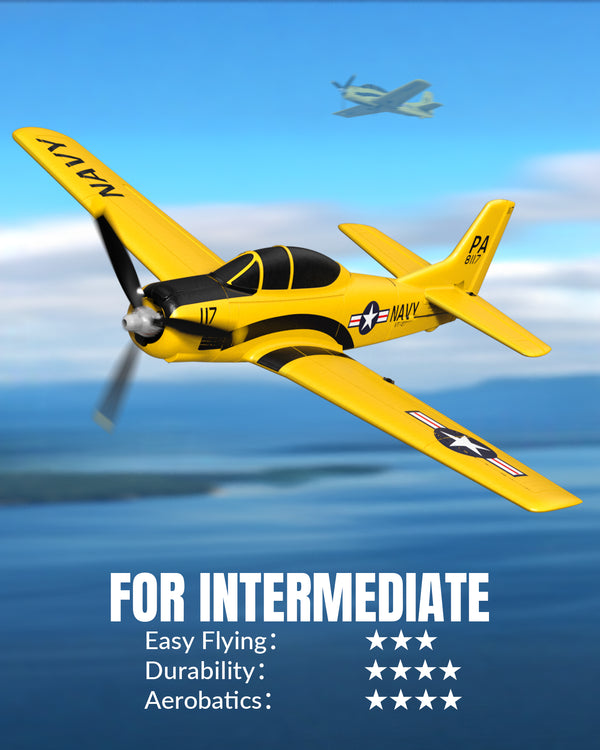 VOLANTEXRC T28 Trojan 4ch RC Trainer Airplane for Beginners with Xpilot Stabilization System （Yellow）