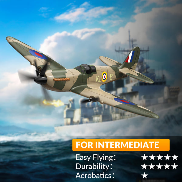 VOLANTEXRC 3-CH Airplanes Spitfire WWII Remote Control Airplane for Beginners with Gyro Stabilization System