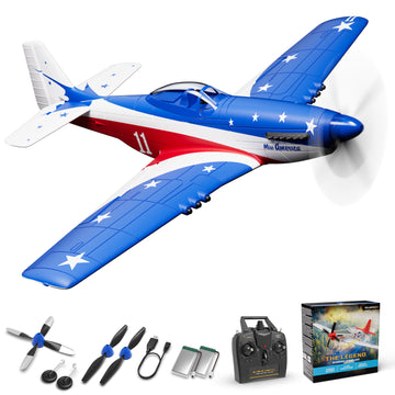 VOLANTEXRC 4-CH Airplanes P51 Mustang "Miss America" WWII Remote Control Airplane for Beginners with Xpilot Stabilization System
