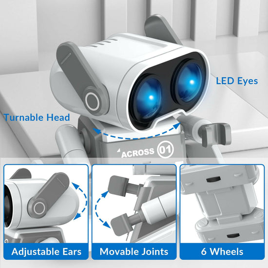 STEMTRON Rechargeable RC Robot Toys with Auto Demo, Dance Moves, Music for Kids (Grey) EXHOBBY Dealer.