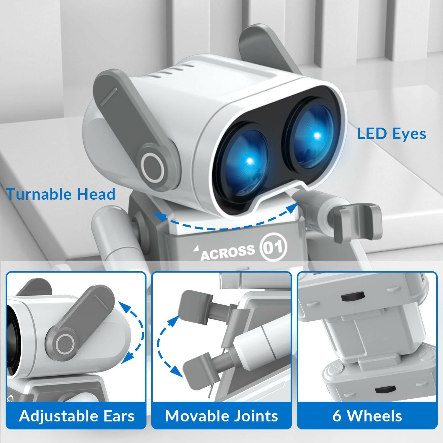 STEMTRON Rechargeable RC Robot Toys with Auto Demo, Dance Moves, Music for Kids (Grey) EXHOBBY Dealer.