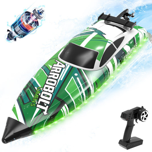 VOLANTEXRC Arrobolt Lumen S Brushless 35+MPH Fast RC Boat for Lakes Green