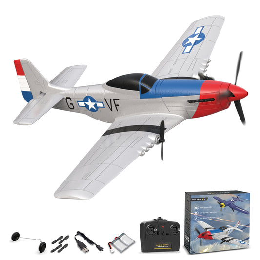 VOLANTEXRC 3-CH Airplanes P51 Mustang WWII Remote Control Airplane for Beginners with Gyro Stabilization System