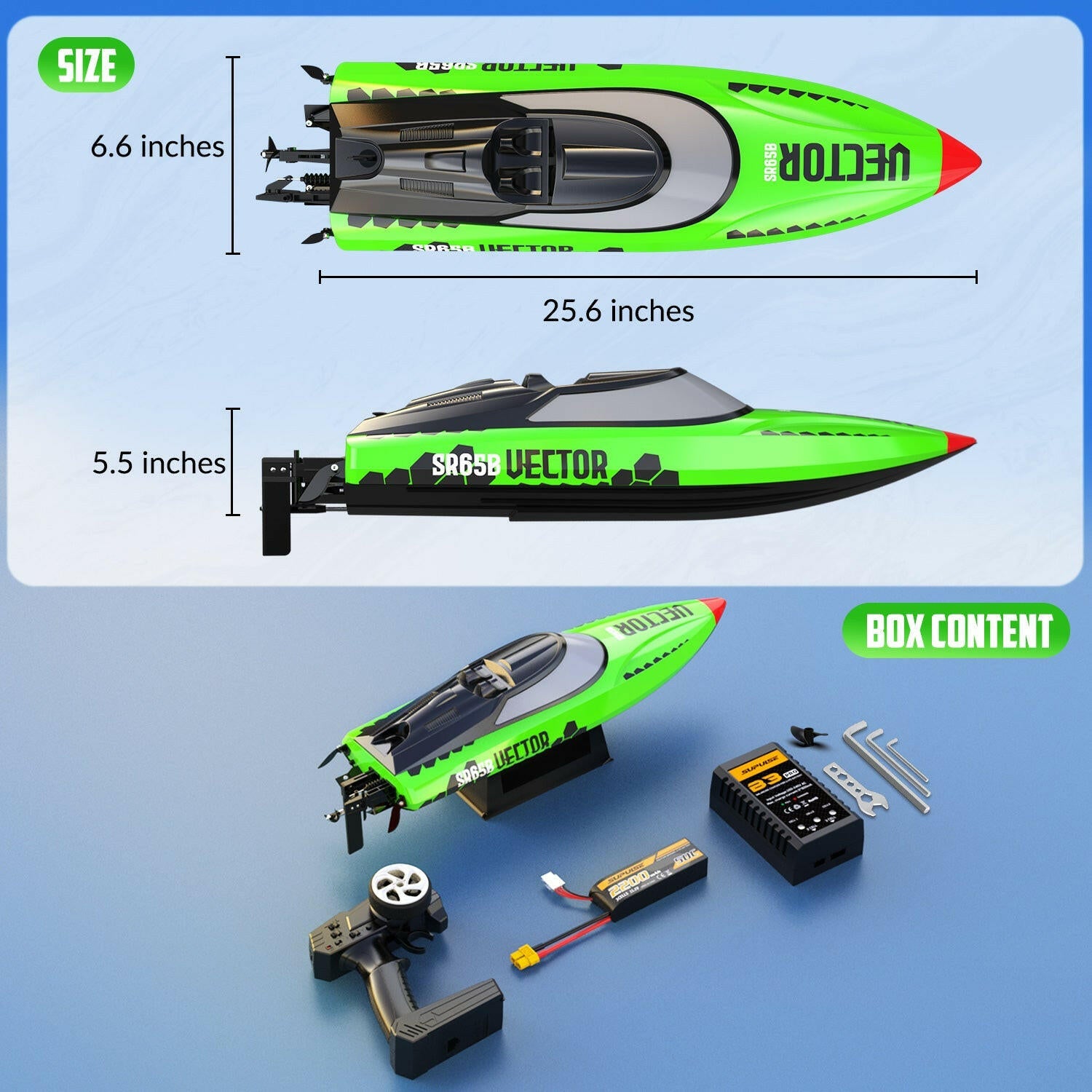 VectorSR65B High-Speed Brushless RC Boat 37MPH Self-righting Reverse RTR EXHOBBY Dealer.