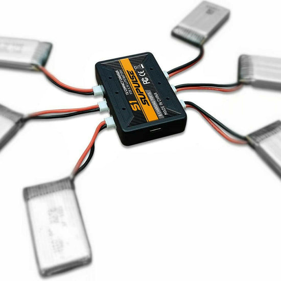 SUPULSE 6-in-1 Lipo Battery Charger 3.7V 1S 1 Cell Micro 6 Ports Compact Charger (S1) - EXHOBBY