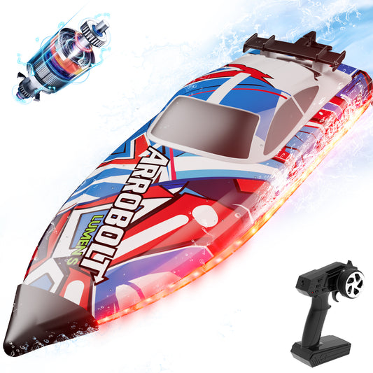 VOLANTEXRC Arrobolt Lumen S Brushless 35+MPH Fast RC Boat for Lakes RED
