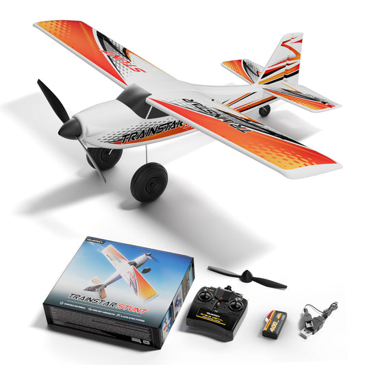 500mm RC Foam Airplane Trainstar Stunt RTF with 2.4GHz Brushless Motor Gyro Stabilized for Beginners (Orange)