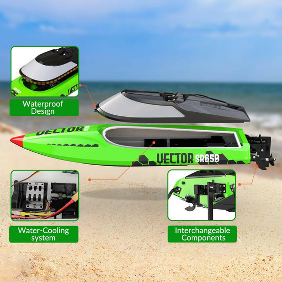 VectorSR65B High-Speed Brushless RC Boat 37MPH Self-righting Reverse RTR EXHOBBY Dealer.