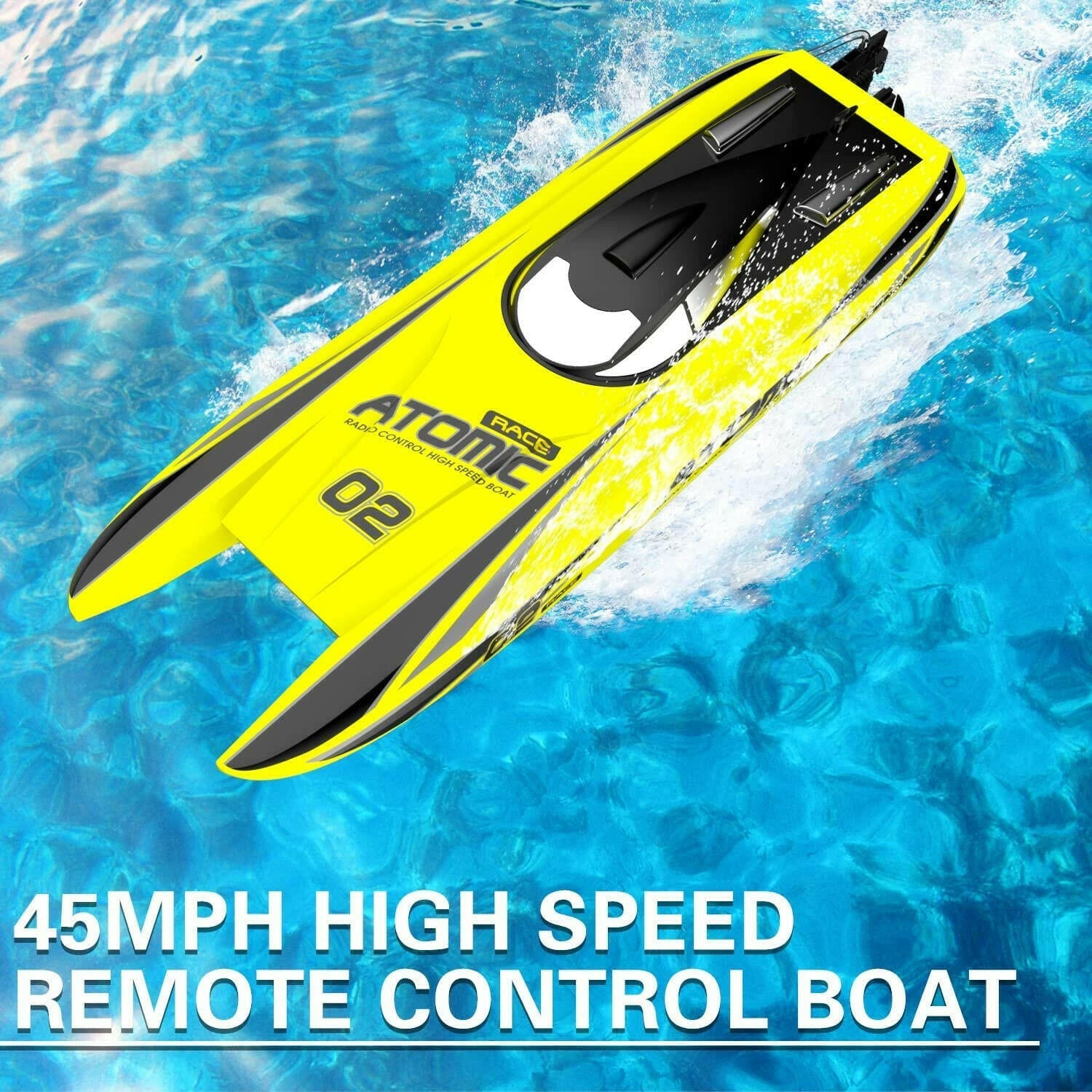 Atomic イエロー リモートコントロールボート大カスタム品 VOLANTEXRC Atomic 45mph High Speed Brushless Remote Control RC