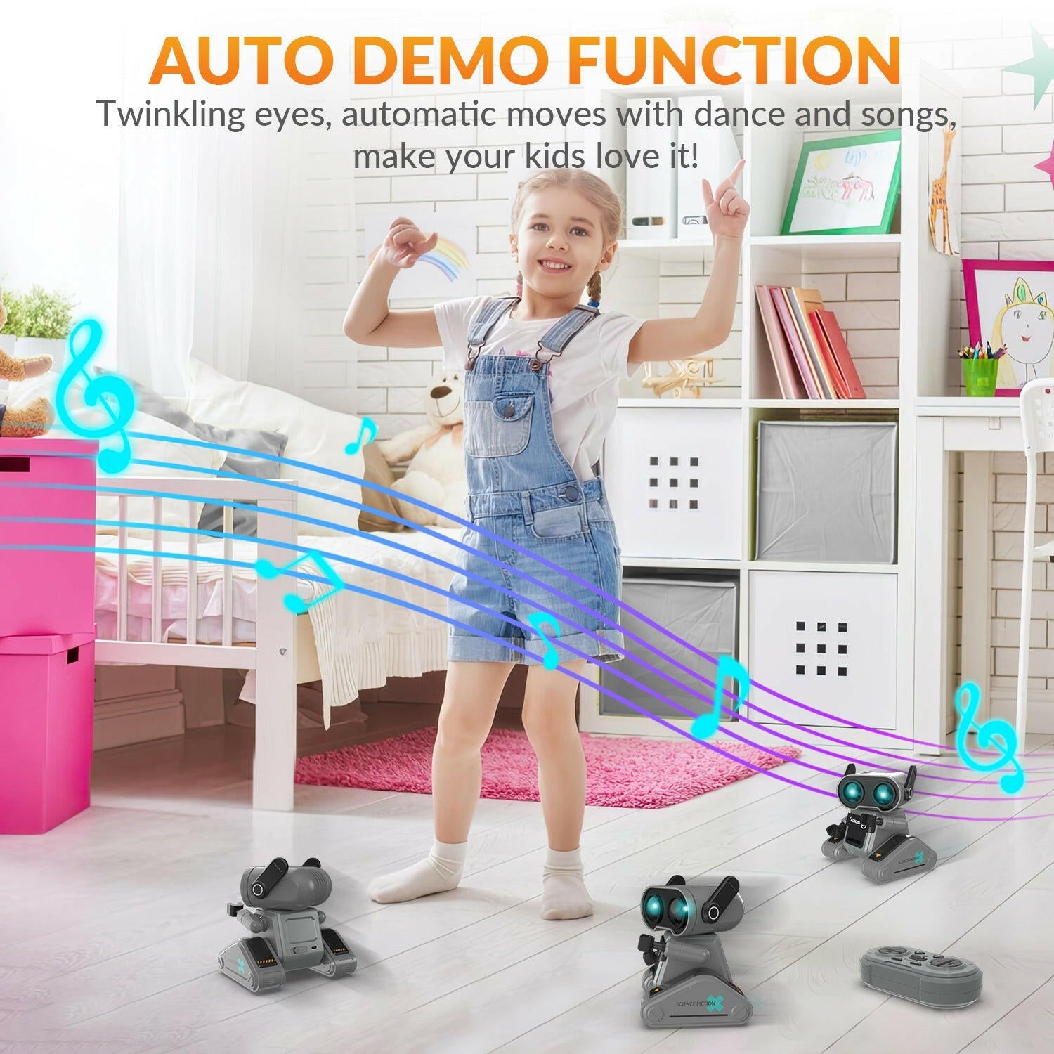 STEMTRON Rechargeable RC Robot Toys with Auto Demo, Dance Moves, Music for Kids (Black) EXHOBBY Dealer.