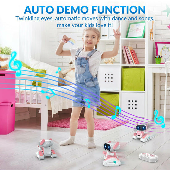 STEMTRON Rechargeable RC Robot Toys with Auto Demo, Dance Moves, Music for Kids (Pink) EXHOBBY Dealer.