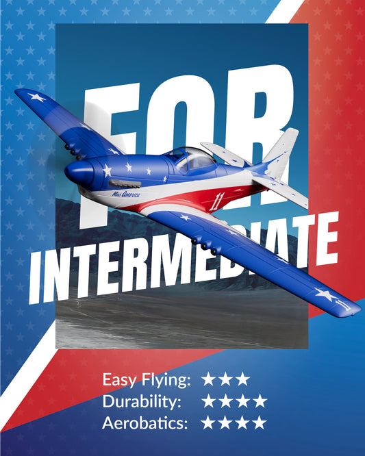 VOLANTEXRC 4-CH Airplanes P51 Mustang "Miss America" WWII Remote Control Airplane for Beginners with Xpilot Stabilization System