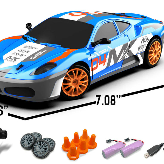 RACENT Speedster: 1:24 RC Car, 10MPH, LED, Drift Wheels EXHOBBY Dealer.