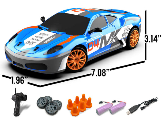 RACENT Speedster: 1:24 RC Car, 10MPH, LED, Drift Wheels EXHOBBY Dealer.