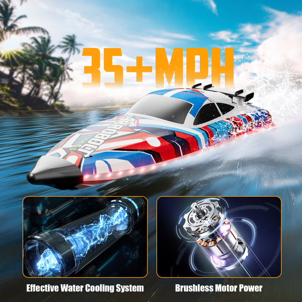 VOLANTEXRC Arrobolt Lumen S Brushless 35+MPH Fast RC Boat for Lakes RED