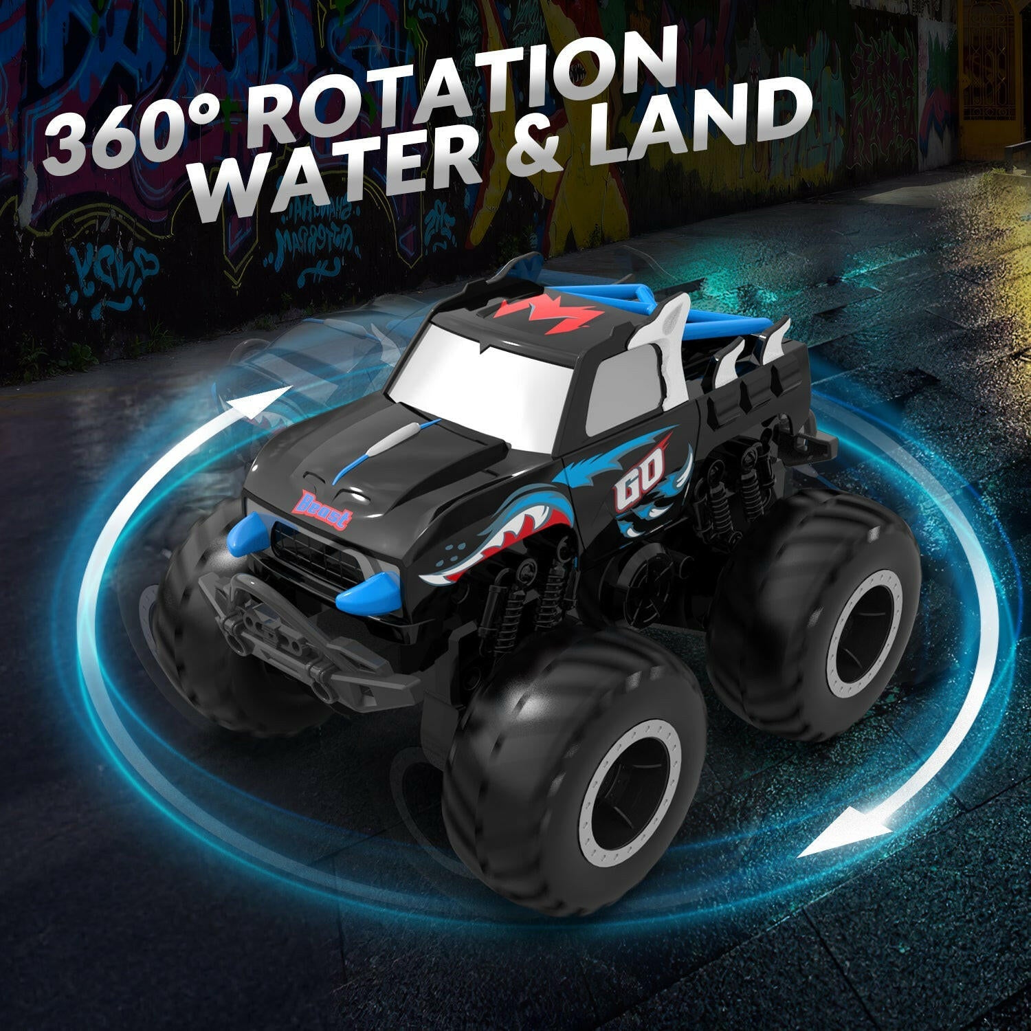 STEMTRON Amphibious Remote Control Car 1:20 All Terrain Off-Road Waterproof RC Monster Truck(Blue） EXHOBBY Dealer.