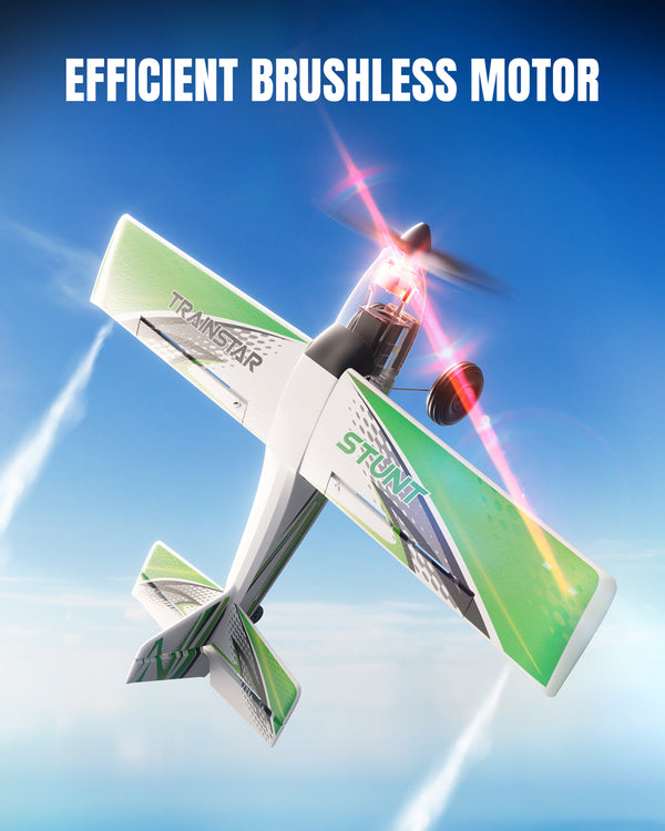 RC Foam Airplane Trainstar Stunt 500mm Wingspan RTF with 2.4GHz Brushless Motor and Gyro (Green)