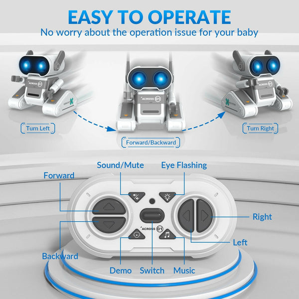 STEMTRON Rechargeable RC Robot Toys with Auto Demo, Dance Moves, Music for Kids (Grey) EXHOBBY Dealer.