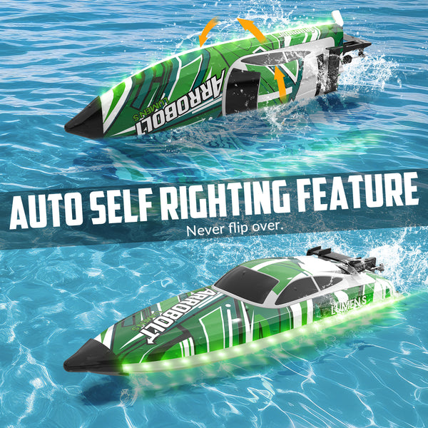 VOLANTEXRC Arrobolt Lumen S Brushless 35+MPH Fast RC Boat for Lakes Green