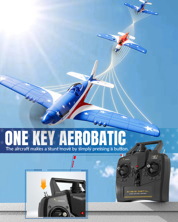VOLANTEXRC 4-CH Airplanes P51 Mustang "Miss America" WWII Remote Control Airplane for Beginners with Xpilot Stabilization System