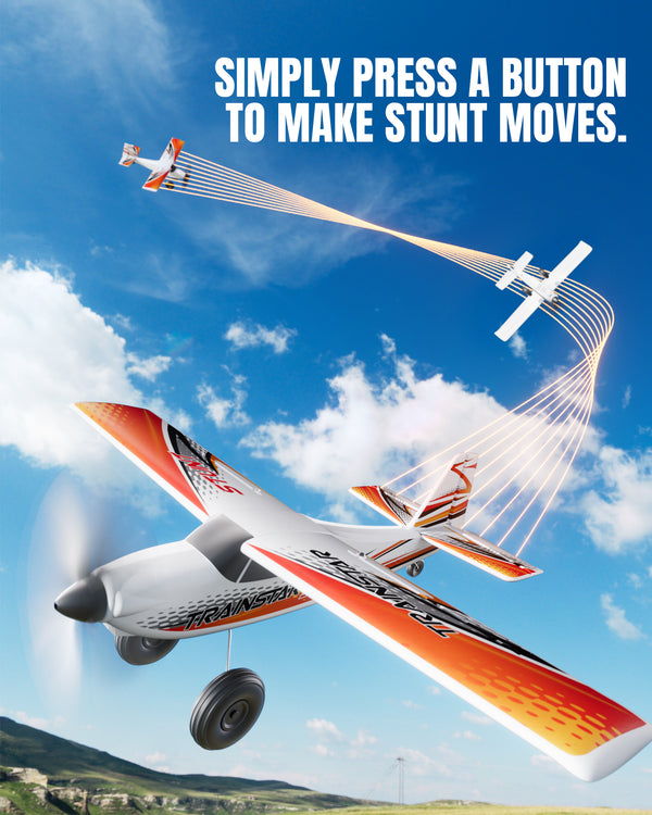 500mm RC Foam Airplane Trainstar Stunt RTF with 2.4GHz Brushless Motor Gyro Stabilized for Beginners (Orange)