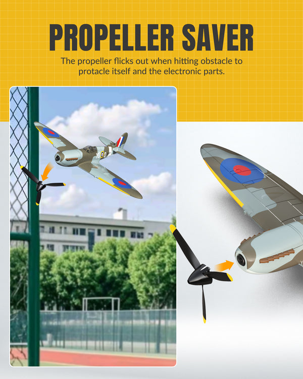 VOLANTEXRC Spitfire Scale Warbird RC Airplane for Beginners with Xpilot Stabilization System