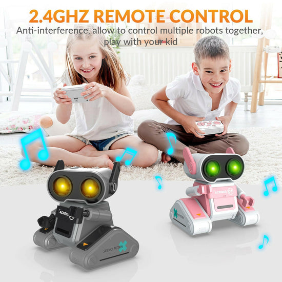 STEMTRON Rechargeable RC Robot Toys with Auto Demo, Dance Moves, Music for Kids (Black) EXHOBBY Dealer.
