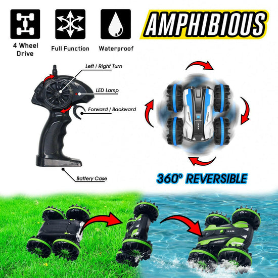 VOLANTEXRC All Terrain Amphibious Waterproof RC Monster Truck Stunt Car （blue） - EXHOBBY