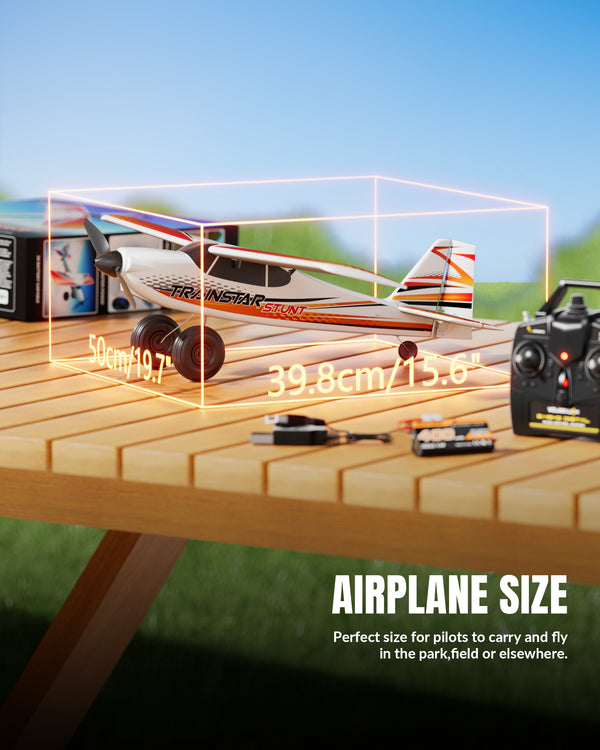 500mm RC Foam Airplane Trainstar Stunt RTF with 2.4GHz Brushless Motor Gyro Stabilized for Beginners (Orange)