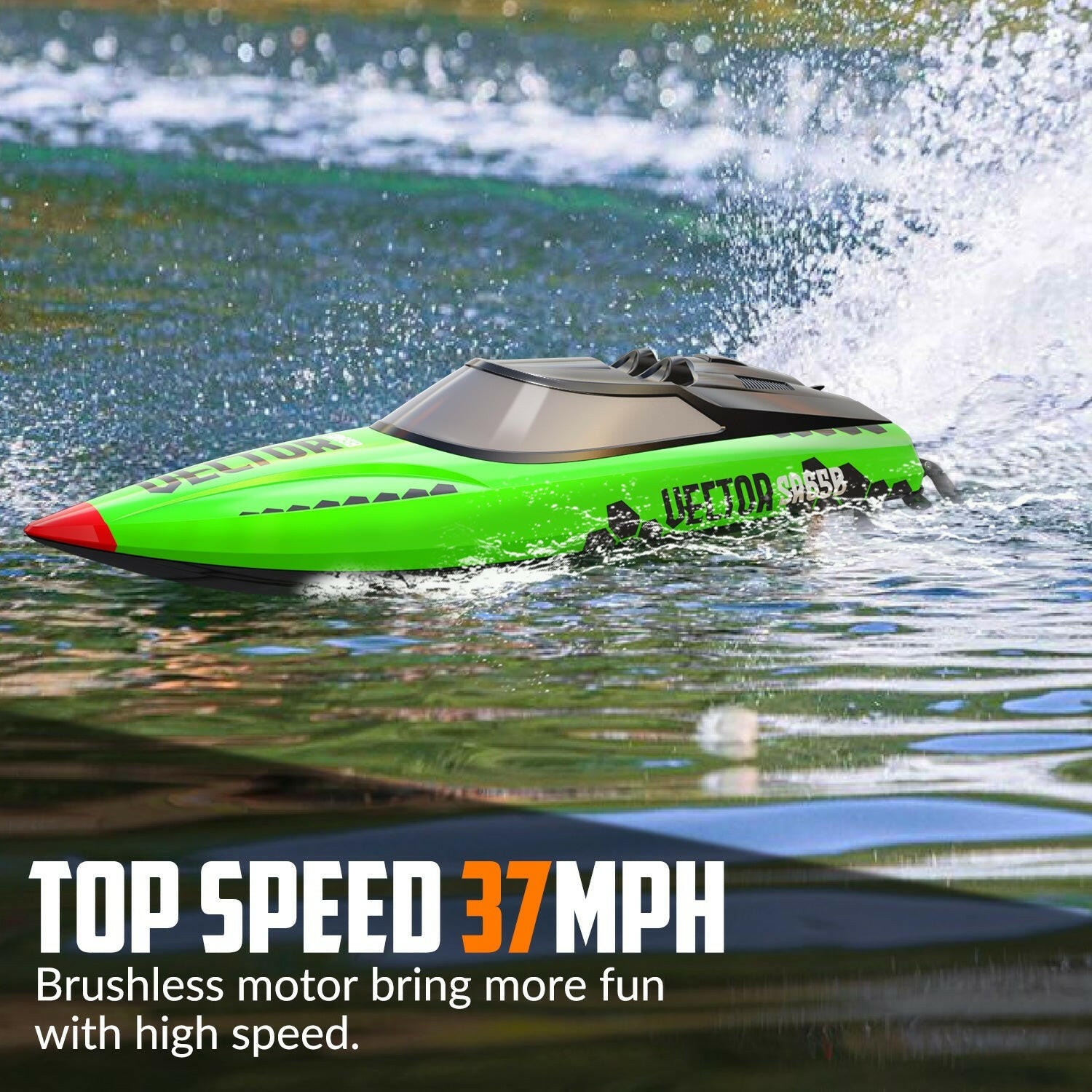 VectorSR65B High-Speed Brushless RC Boat 37MPH Self-righting Reverse RTR EXHOBBY Dealer.