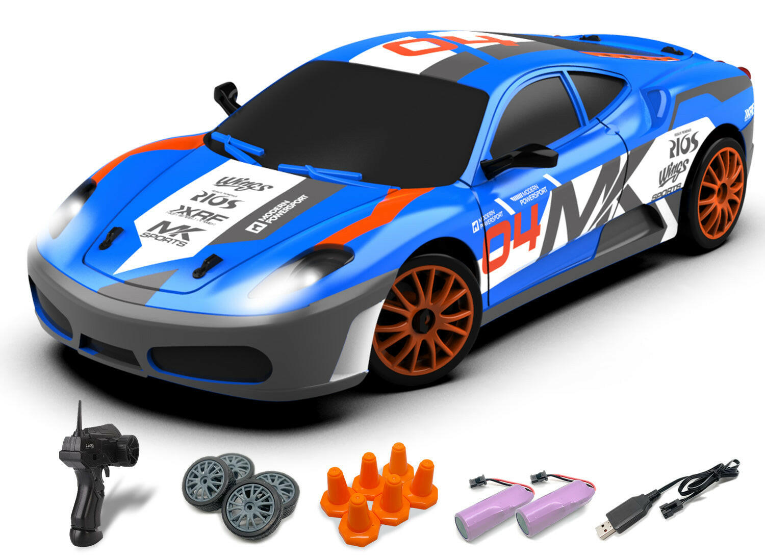 RACENT Speedster: 1:24 RC Car, 10MPH, LED, Drift Wheels EXHOBBY Dealer.