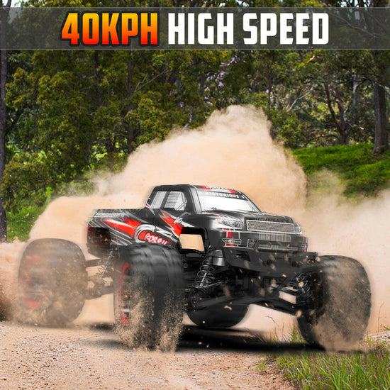 Racent 1:16 Remote Control Car 30MPH High Speed 4WD Off-Road RC Monster Truck Red (With Green Car Shell) EXHOBBY Dealer.