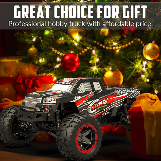 Racent 1:16 Remote Control Car 30MPH High Speed 4WD Off-Road RC Monster Truck Red (With Green Car Shell) EXHOBBY Dealer.