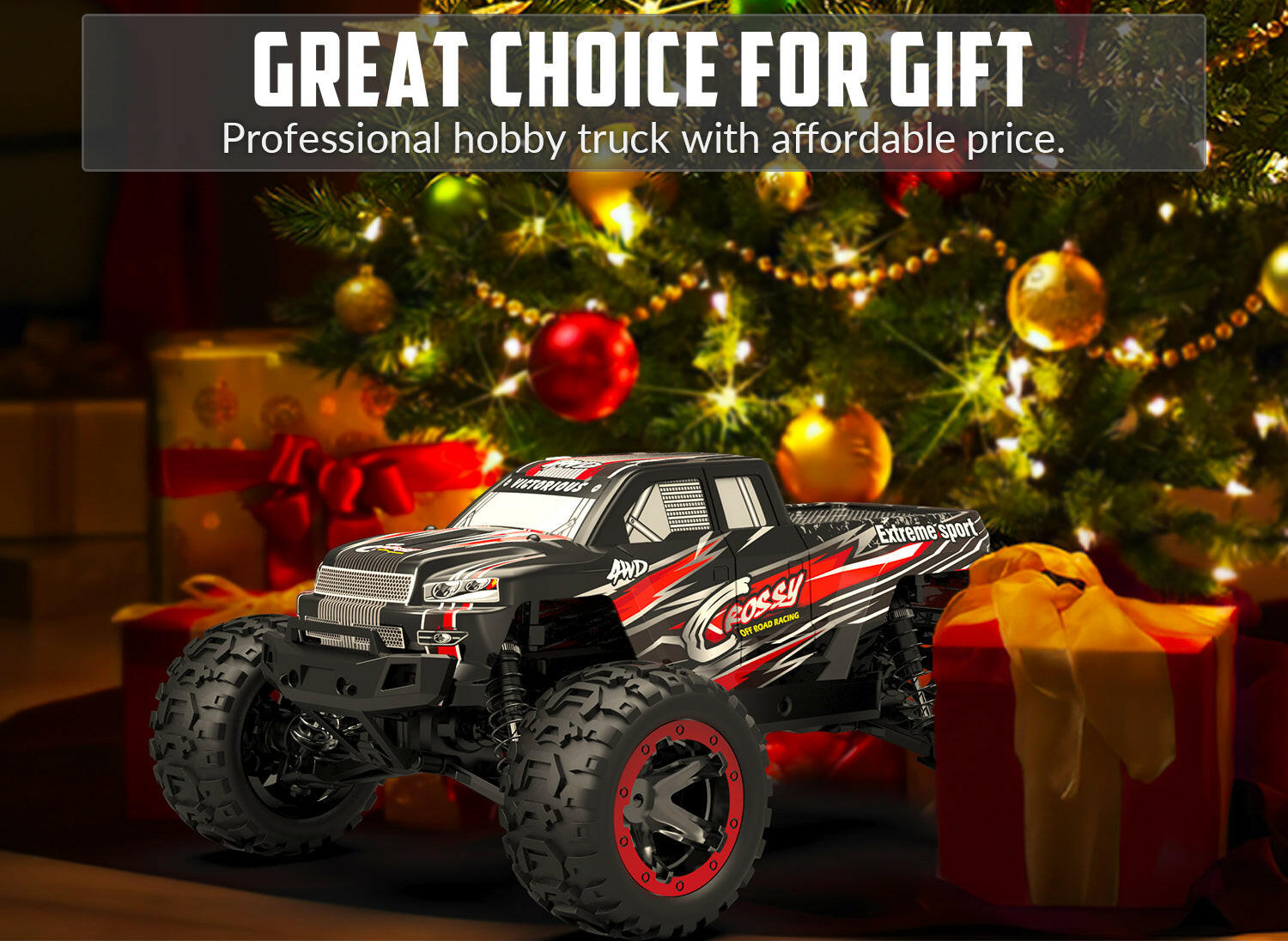 Racent 1:16 Remote Control Car 30MPH High Speed 4WD Off-Road RC Monster Truck Red (With Green Car Shell) EXHOBBY Dealer.