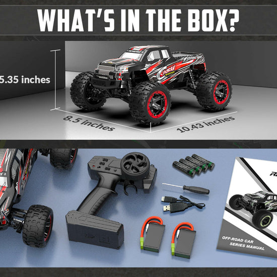 Racent 1:16 Remote Control Car 30MPH High Speed 4WD Off-Road RC Monster Truck Red (With Green Car Shell) EXHOBBY Dealer.
