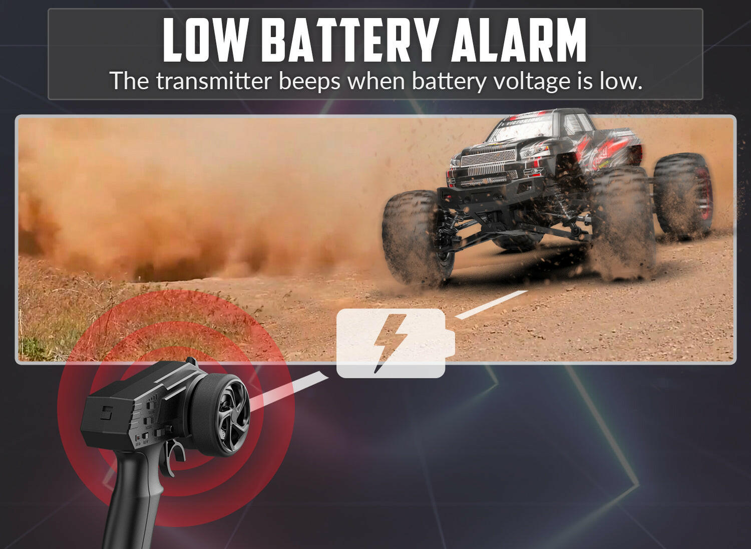 Racent 1:16 Remote Control Car 30MPH High Speed 4WD Off-Road RC Monster Truck Red (With Green Car Shell) EXHOBBY Dealer.