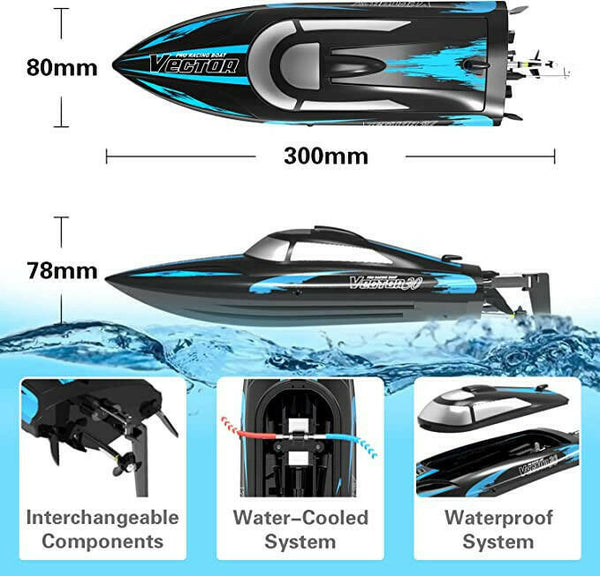 VOLANTEXRC Vector30 Mini Self Righting RC Pool Boat for Kids and Adults RTR Black EXHOBBY Dealer.