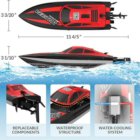 VOLANTEXRC RC Electric Boats 795-6 Red with Lights-EXHOBBY