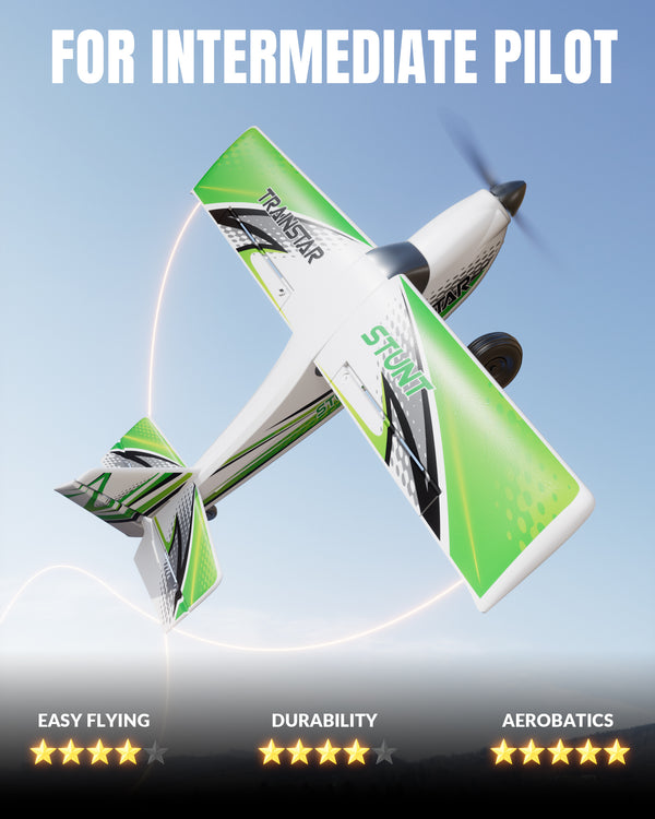 RC Foam Airplane Trainstar Stunt 500mm Wingspan RTF with 2.4GHz Brushless Motor and Gyro (Green)