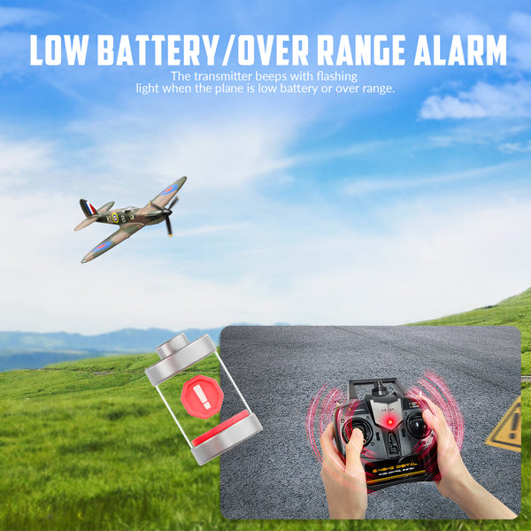 VOLANTEXRC Spitfire 4ch Remote Control Airplane for Beginners with Xpilot Stabilization System