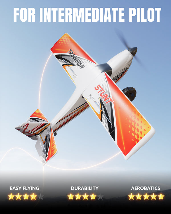 500mm RC Foam Airplane Trainstar Stunt RTF with 2.4GHz Brushless Motor Gyro Stabilized for Beginners (Orange)