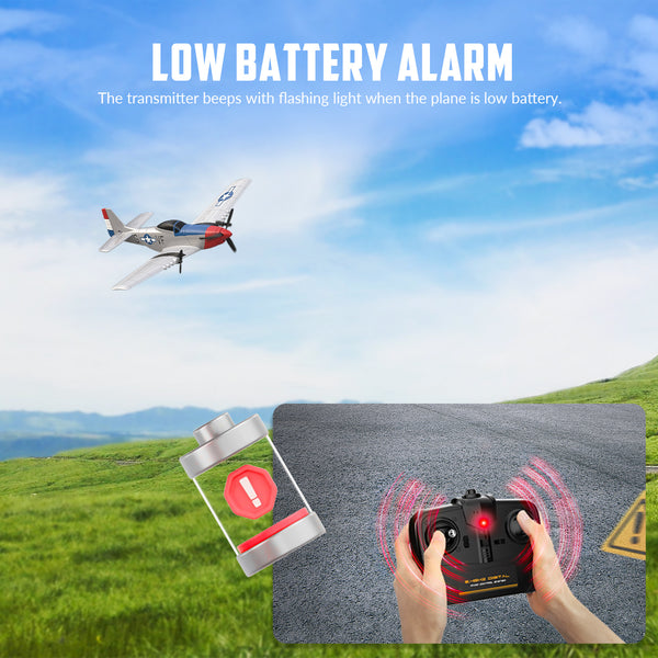 VOLANTEXRC 3-CH Airplanes P51 Mustang WWII Remote Control Airplane for Beginners with Gyro Stabilization System