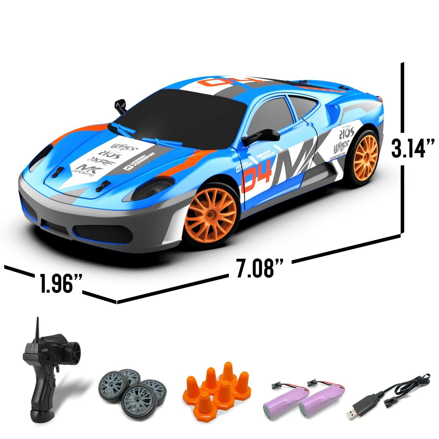 RACENT Speedster: 1:24 RC Car, 10MPH, LED, Drift Wheels EXHOBBY Dealer.
