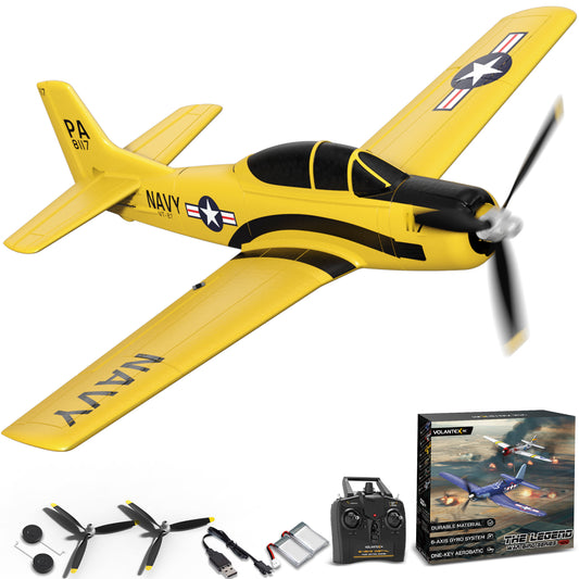 VOLANTEXRC T28 Trojan 4ch RC Trainer Airplane for Beginners with Xpilot Stabilization System （Yellow）
