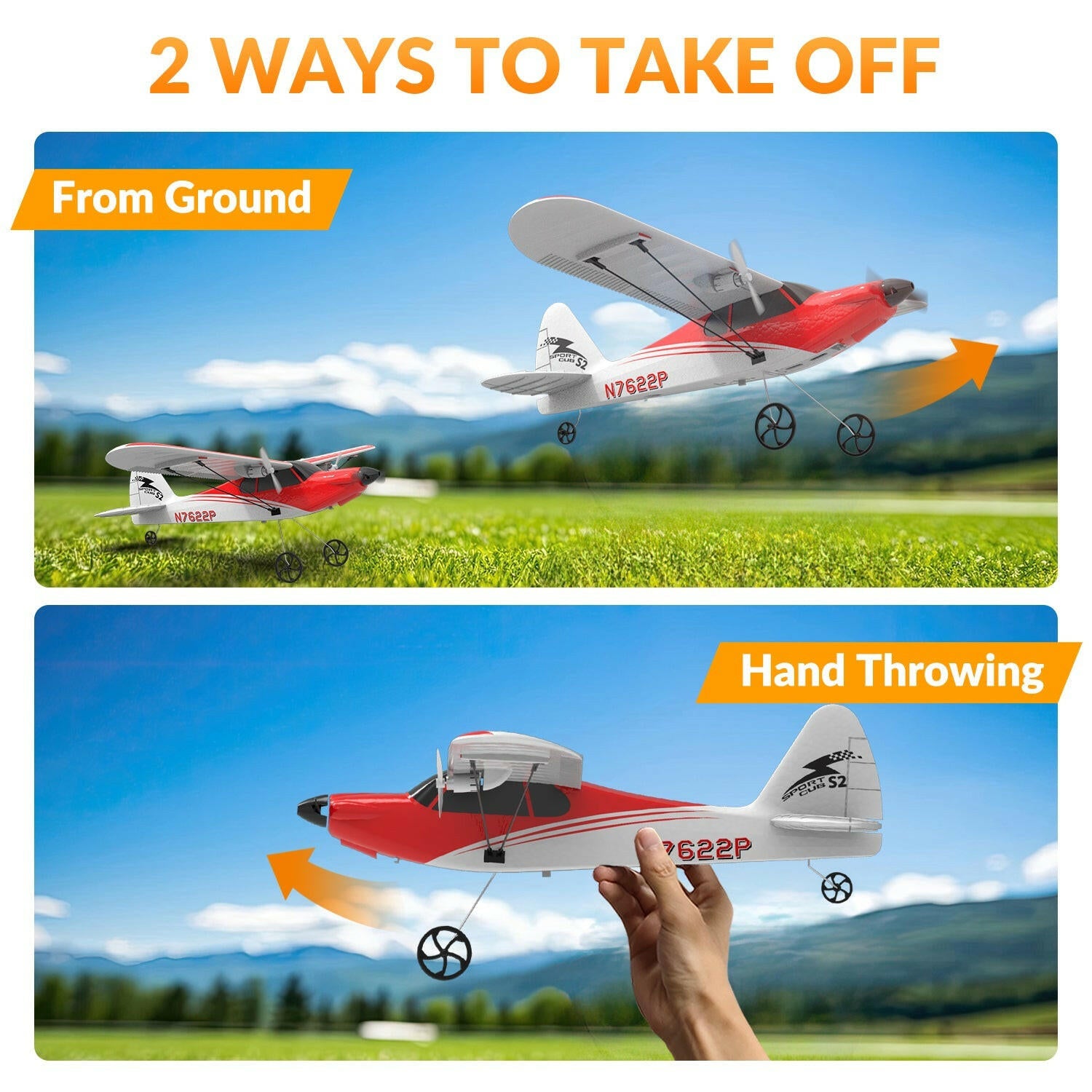 VOLANTEXRC Sport Cub 2channels Beginners RC Plane Gyro Stabilizer Easy Fly Remote Control Airplane EXHOBBY Dealer.
