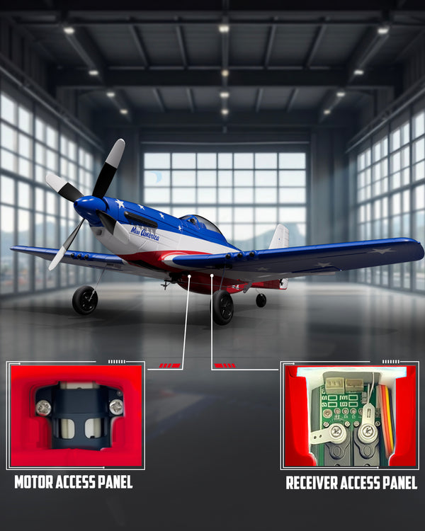 VOLANTEXRC 4-CH Airplanes P51 Mustang "Miss America" WWII Remote Control Airplane for Beginners with Xpilot Stabilization System