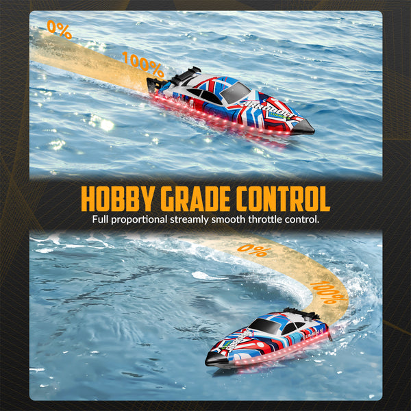 VOLANTEXRC Arrobolt Lumen S Brushless 35+MPH Fast RC Boat for Lakes RED
